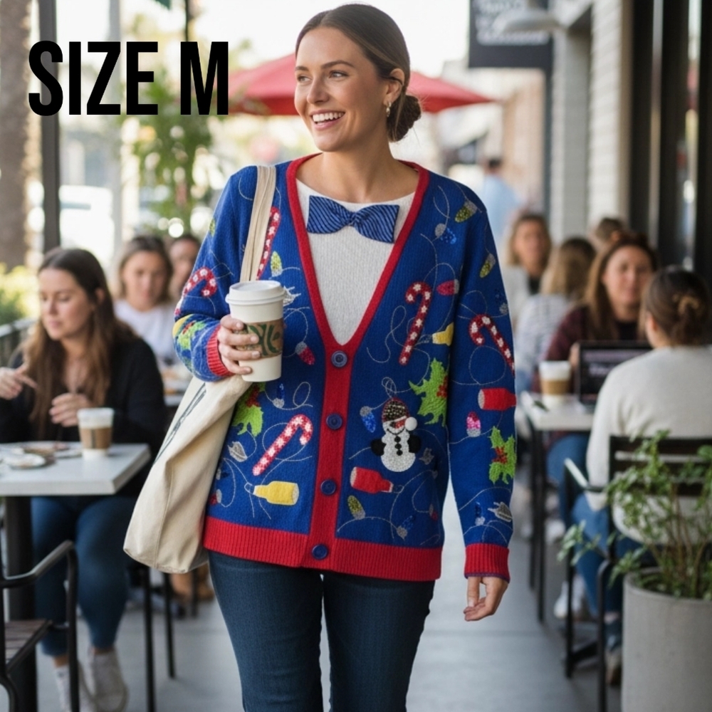 Jolly Sweaters/ Holiday Sweater/ Festive Fashion/ Ugly Christmas Sweater Size M